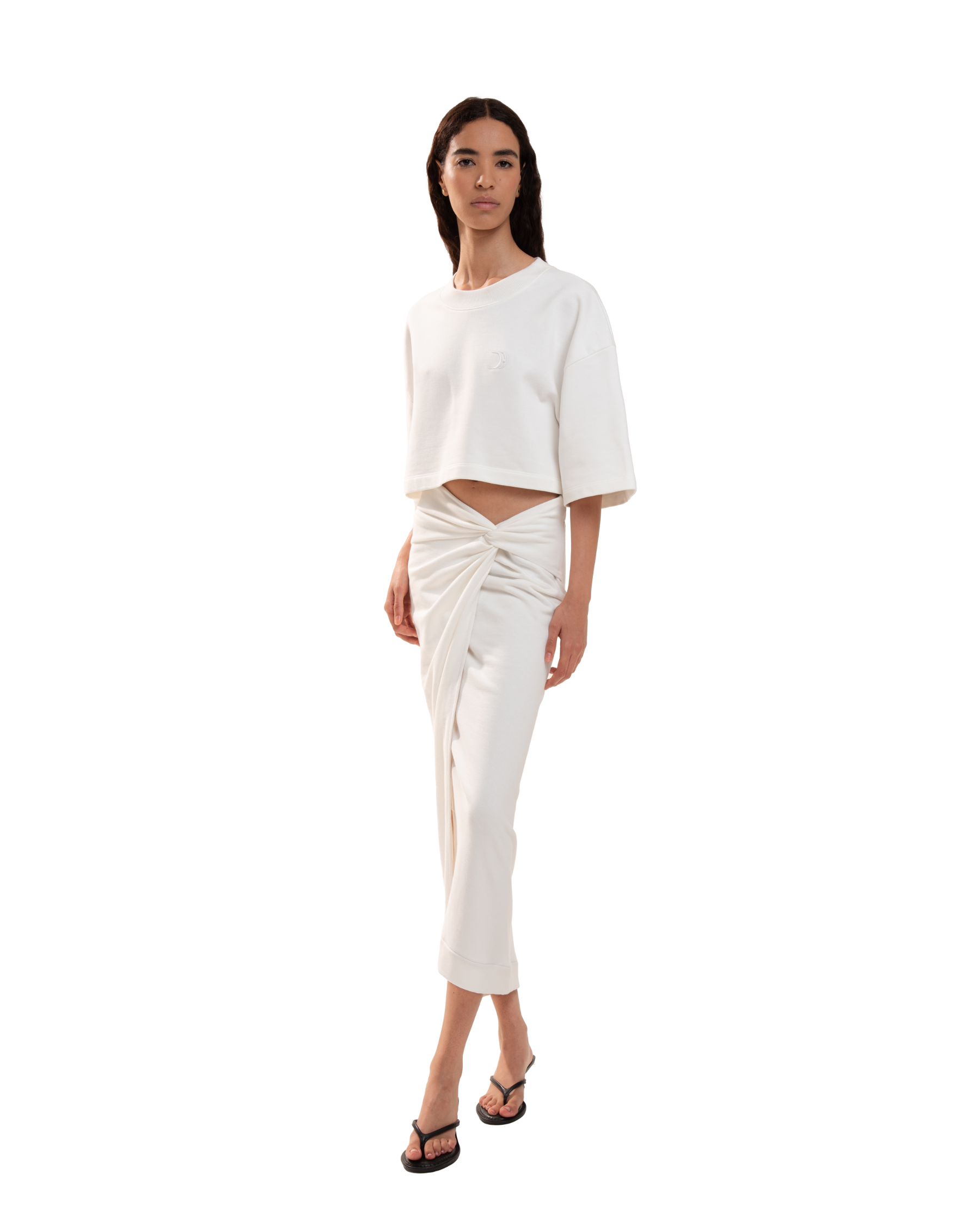 Twisted Midi Skirt Ivory
