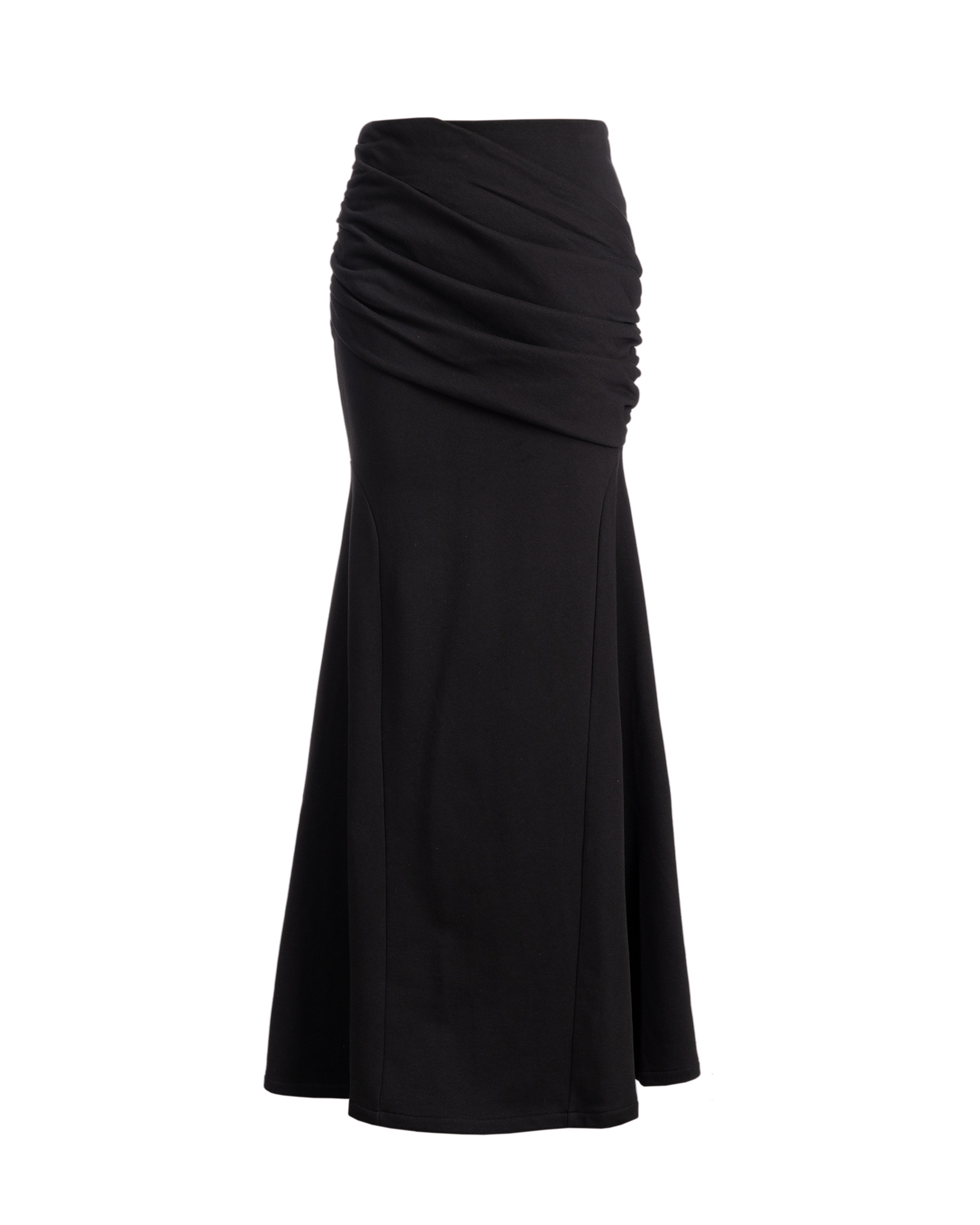 Drape Long Skirt Black