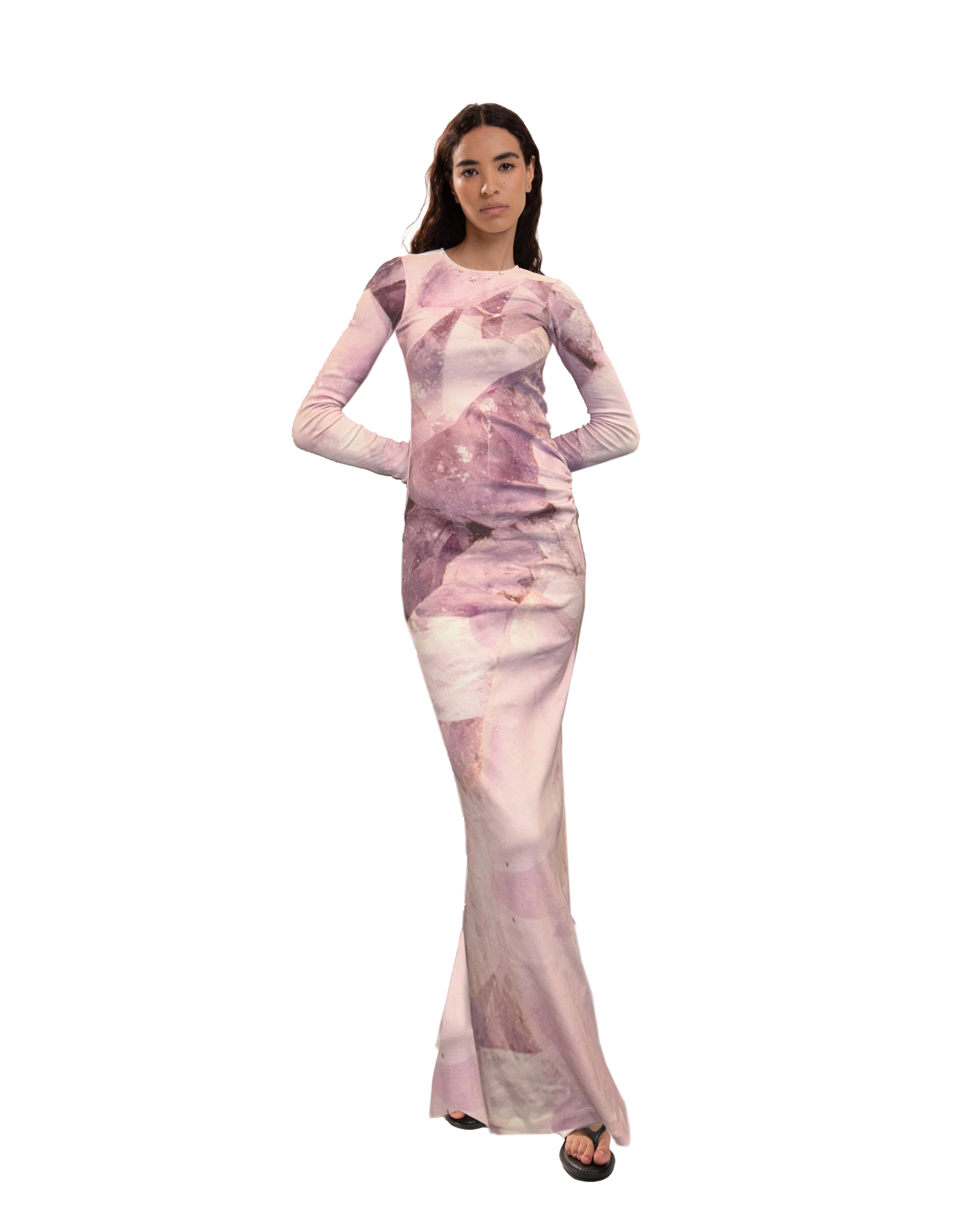 Draped Backless Dress Quartz