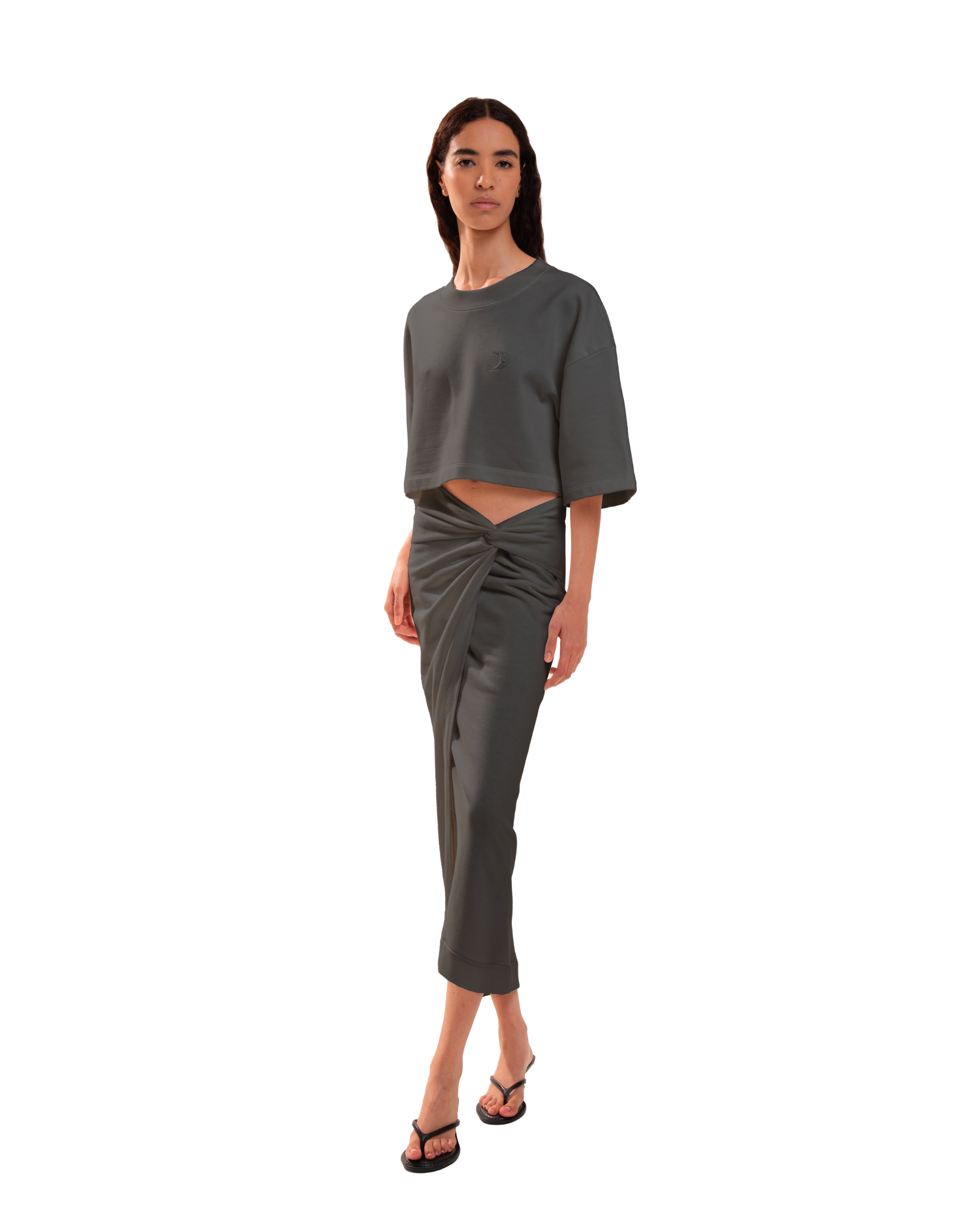 Twisted Midi Skirt Smoky Grey