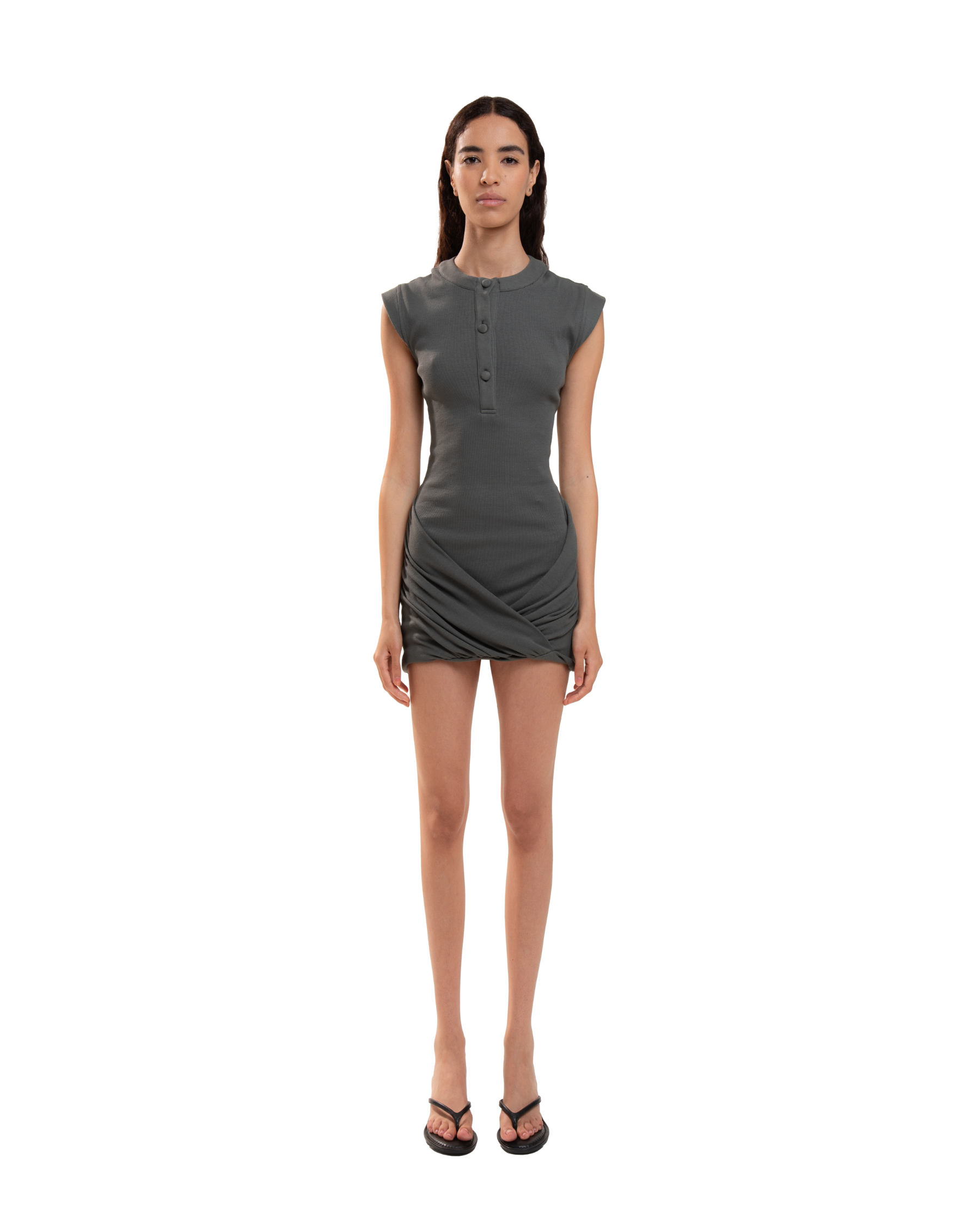 Draped Wrap Minidresses Smoky Grey