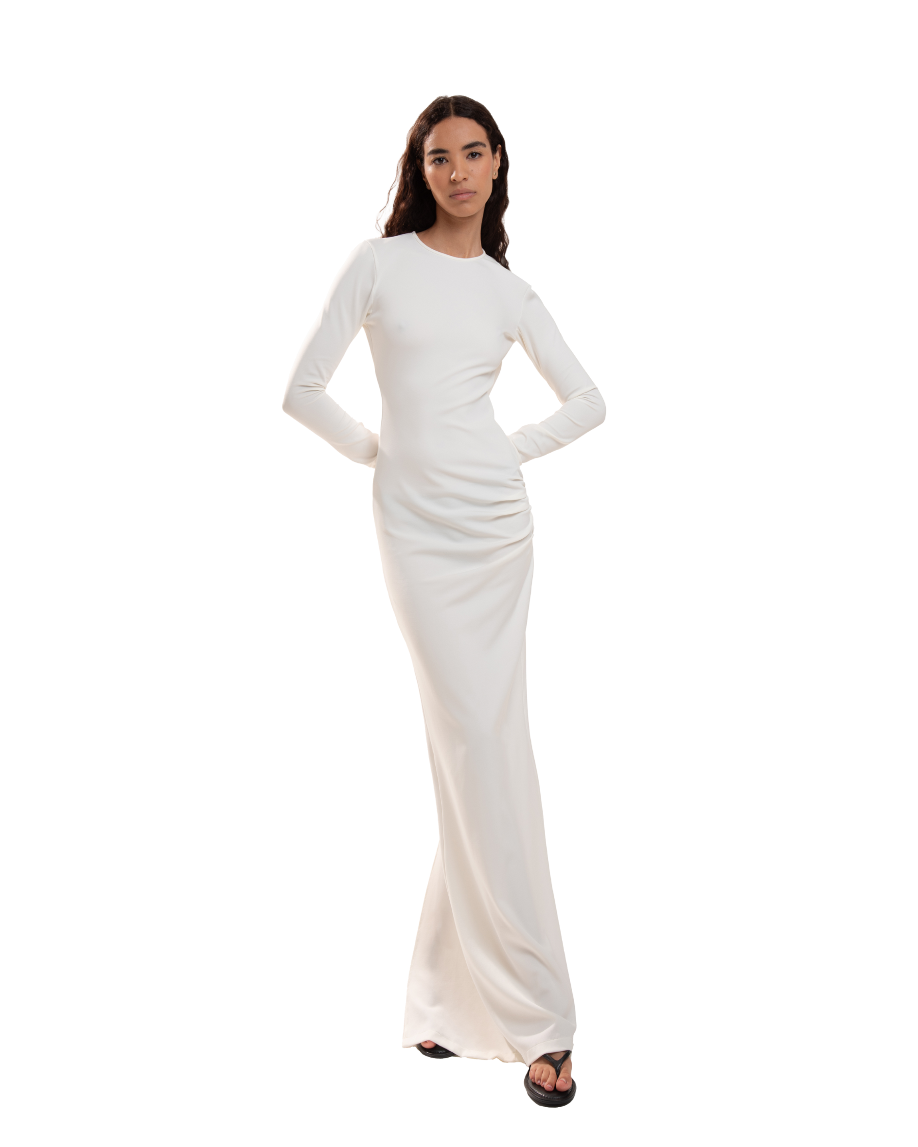 Draped Backless Dress Ivory