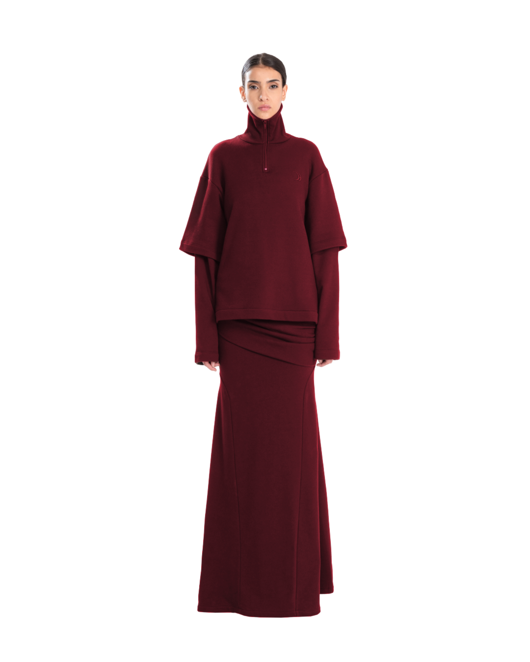 Drape Long Skirt Rich Plum