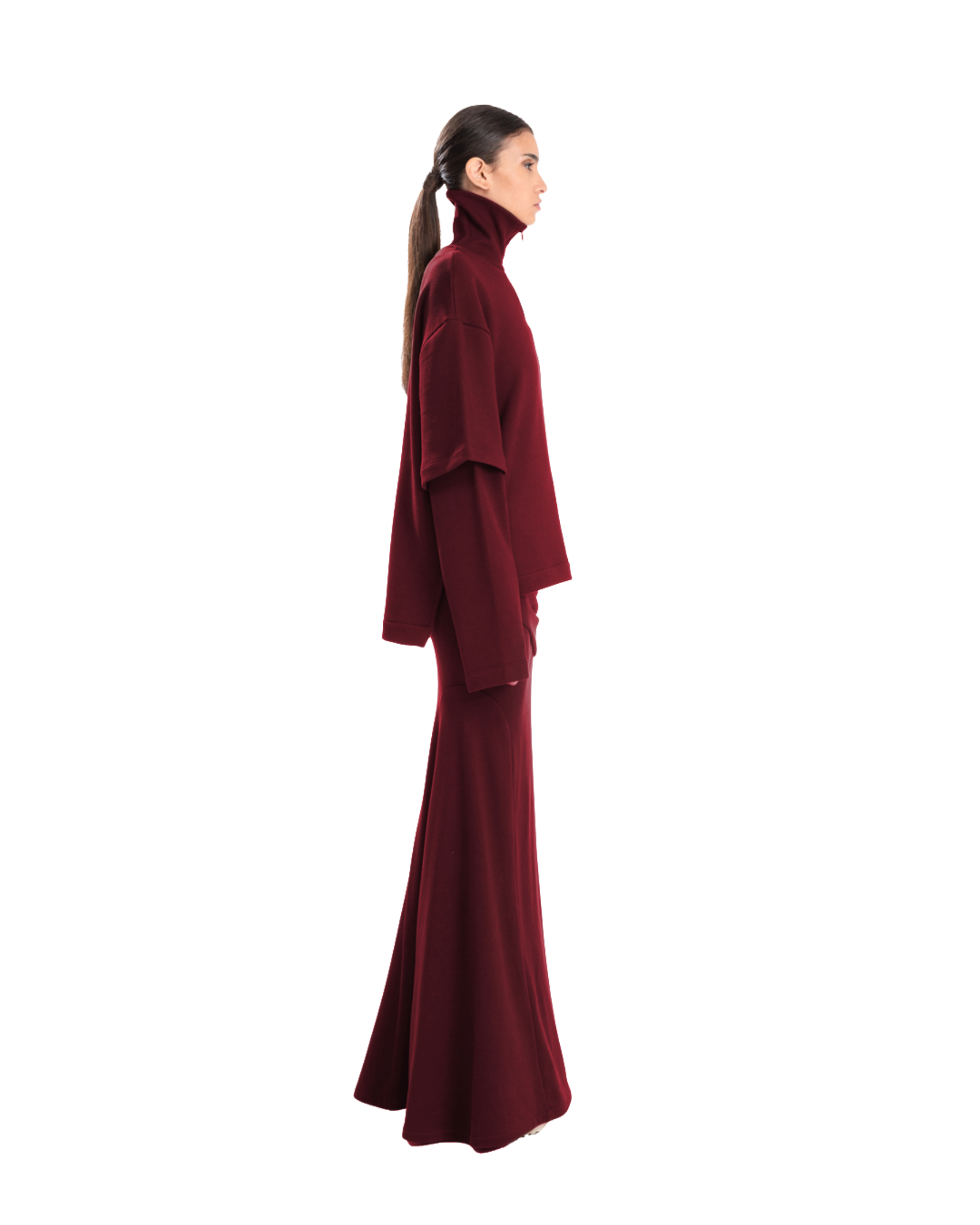 Drape Long Skirt Rich Plum