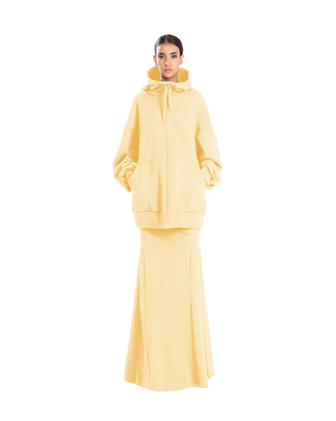 Drape Long Skirt Double Cream