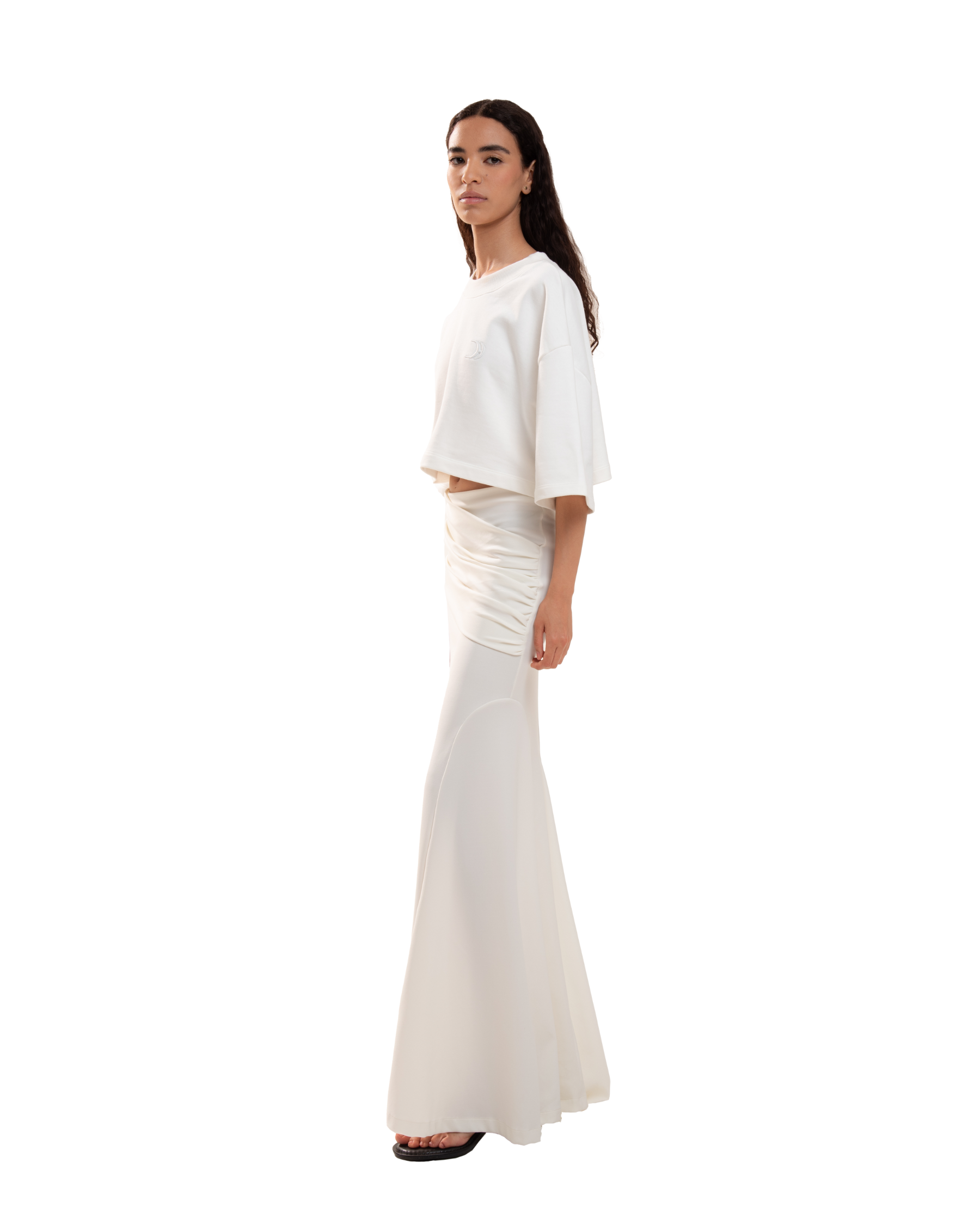 Drape Long Skirt Ivory