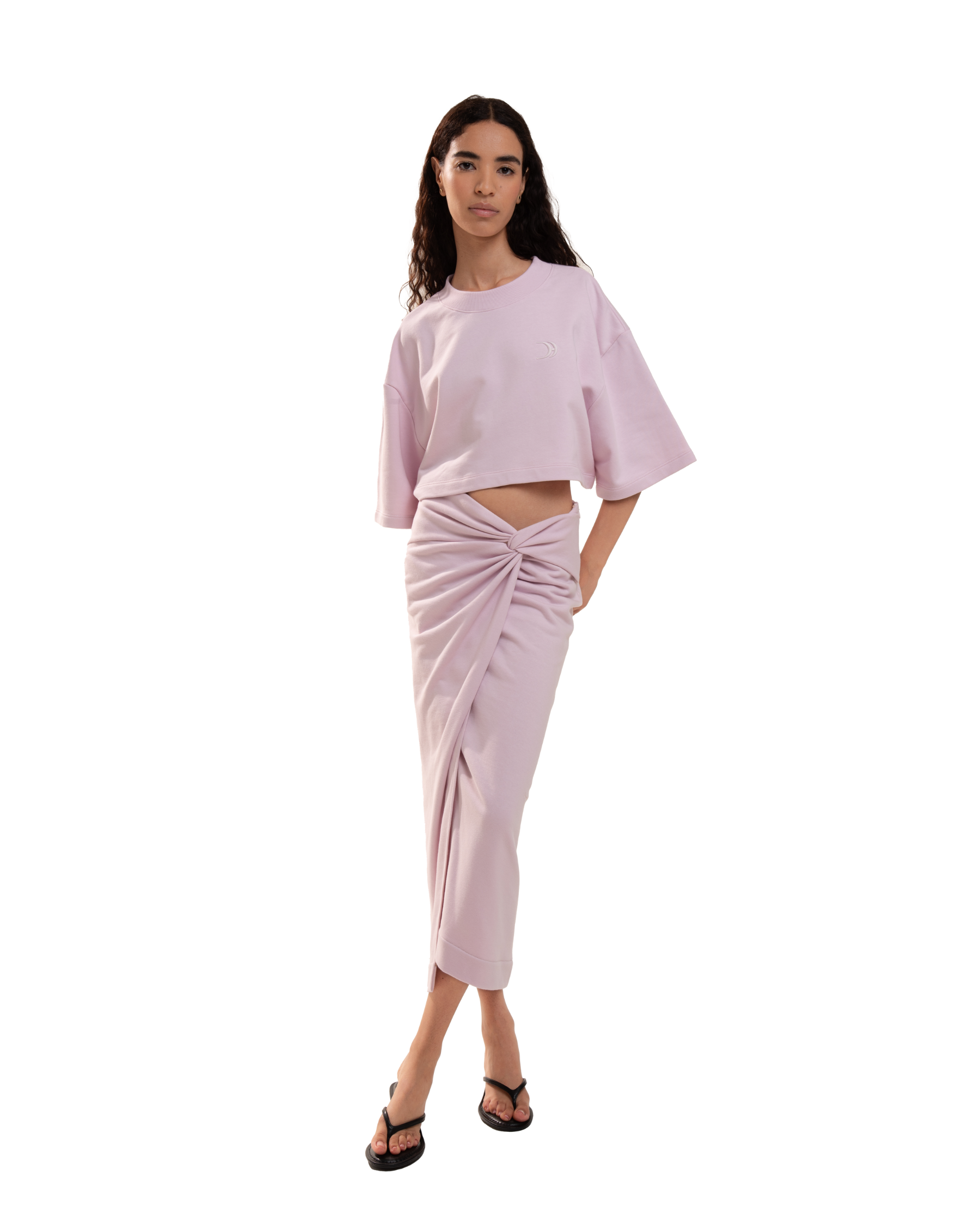 Twisted Midi Skirt Dusty Pink