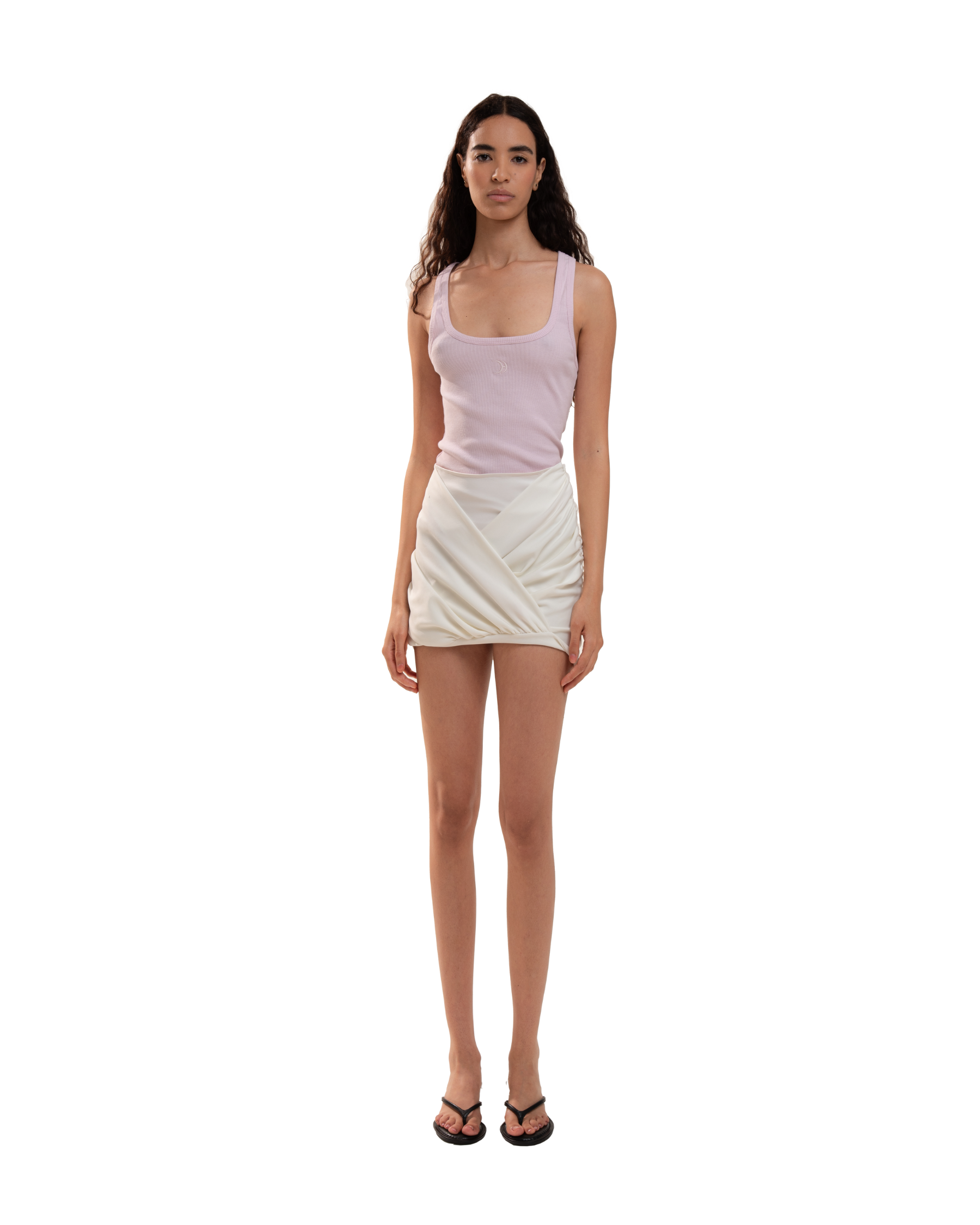 Draped Wrap Mini Skirt Ivory