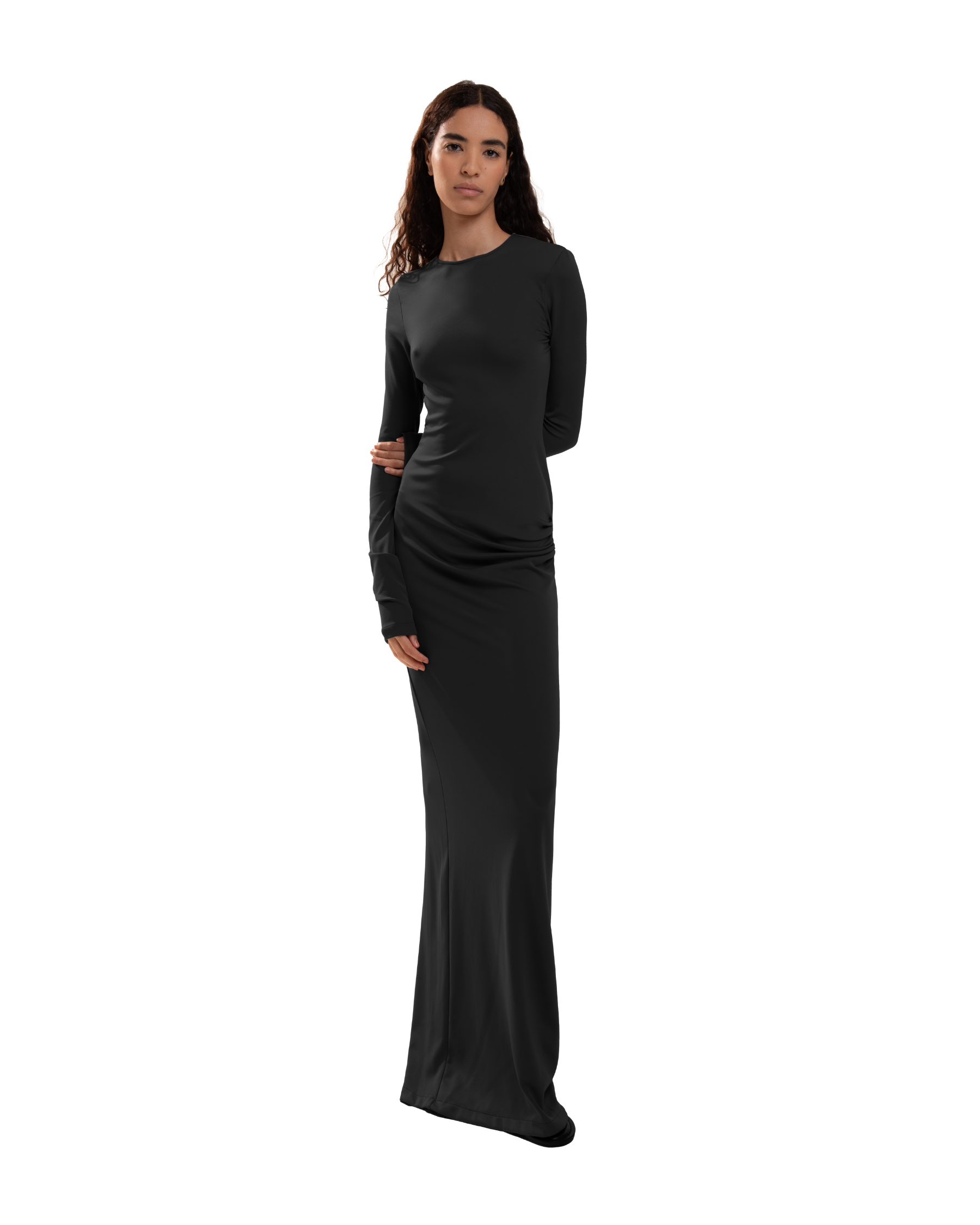 Draped Blackless Dress Black