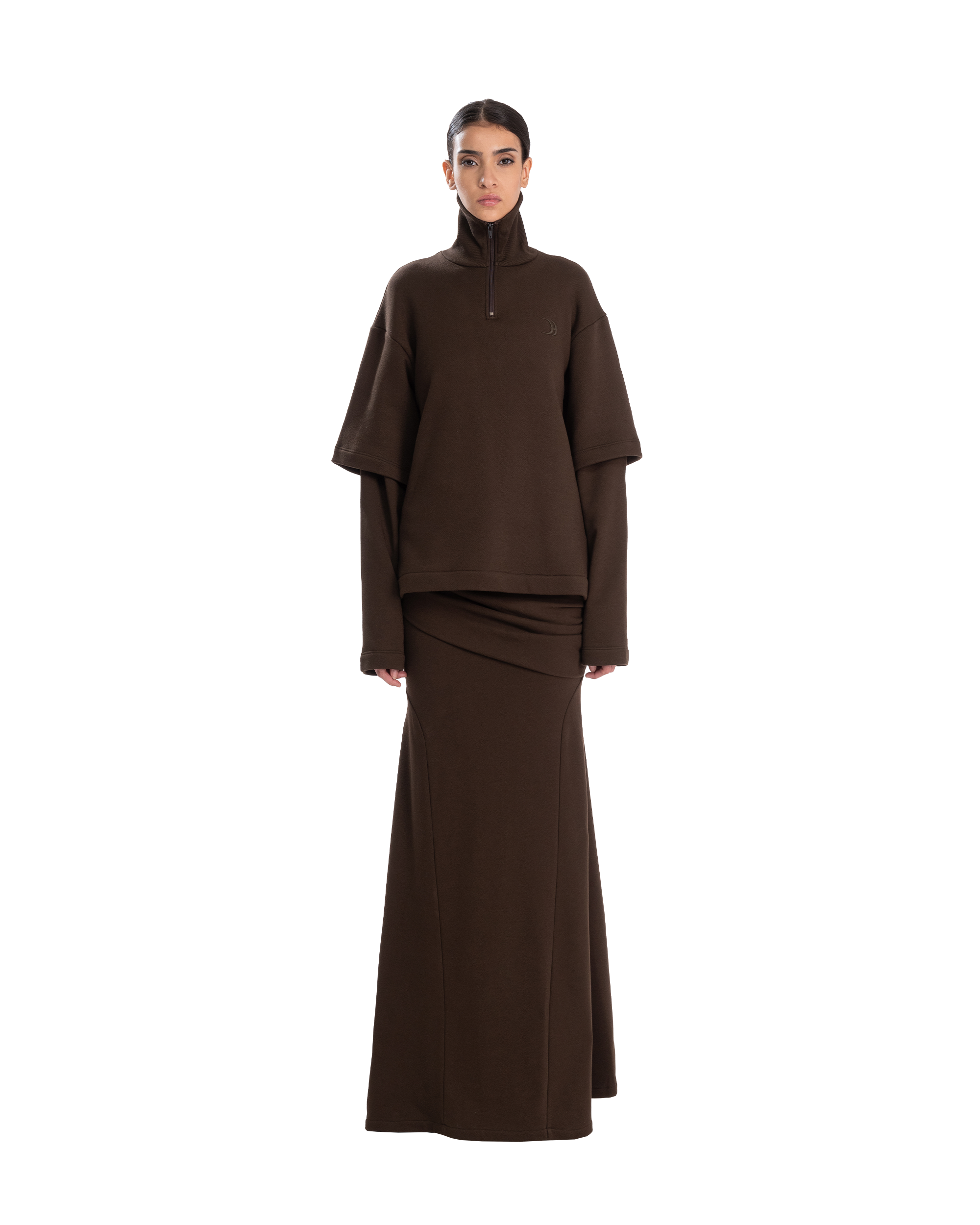 Drape Long Skirt Chocolate