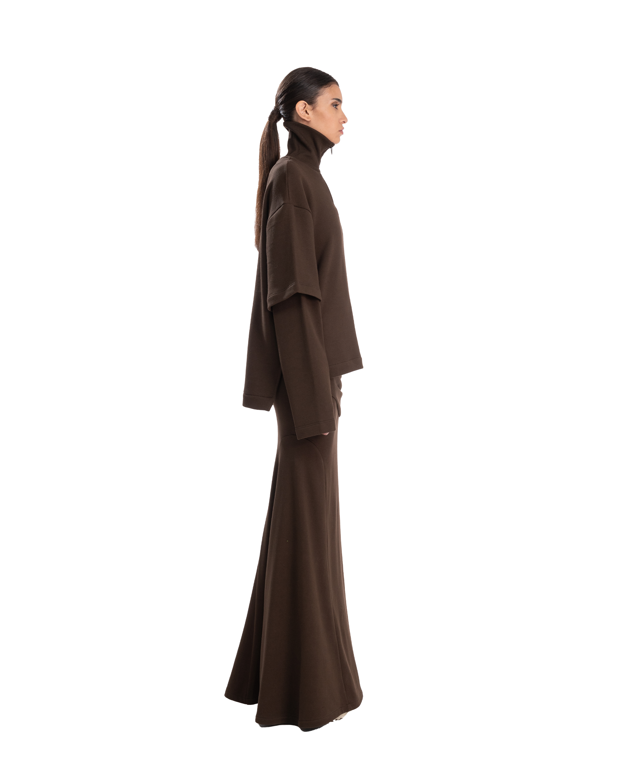 Drape Long Skirt Chocolate