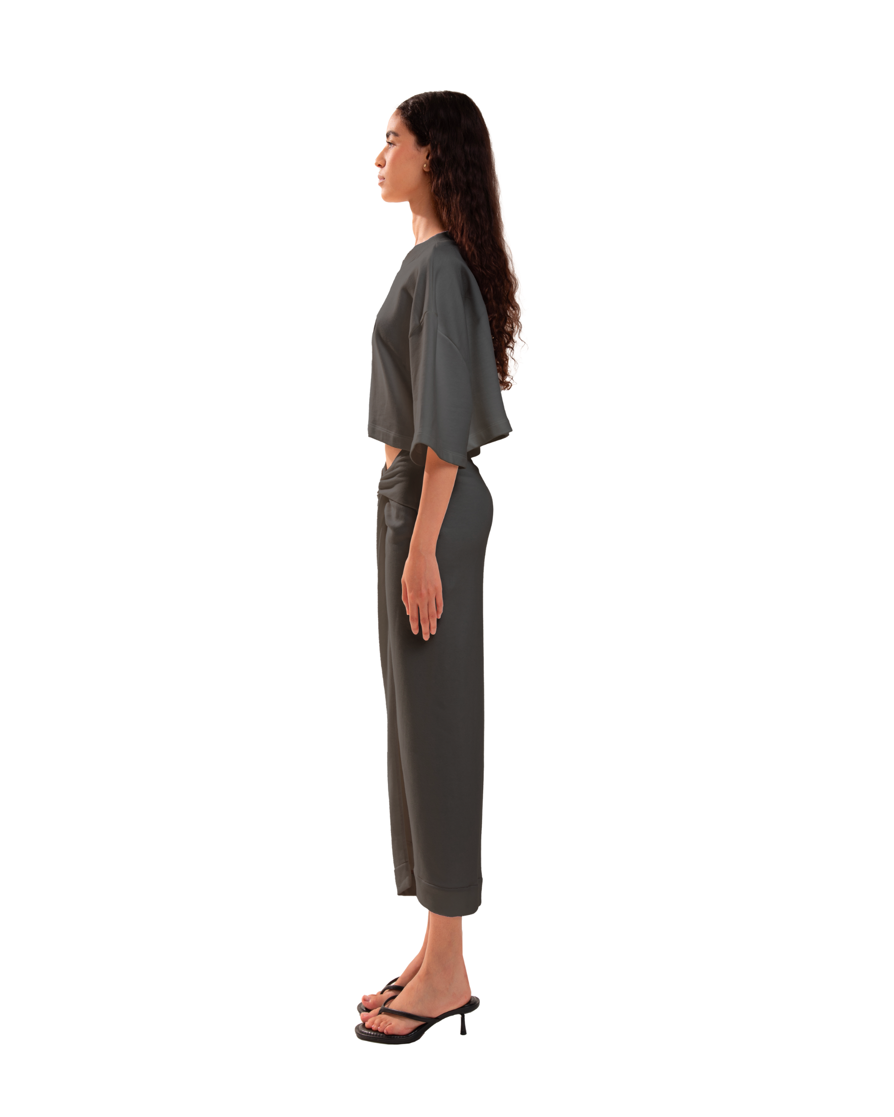 Twisted Midi Skirt Smoky Grey