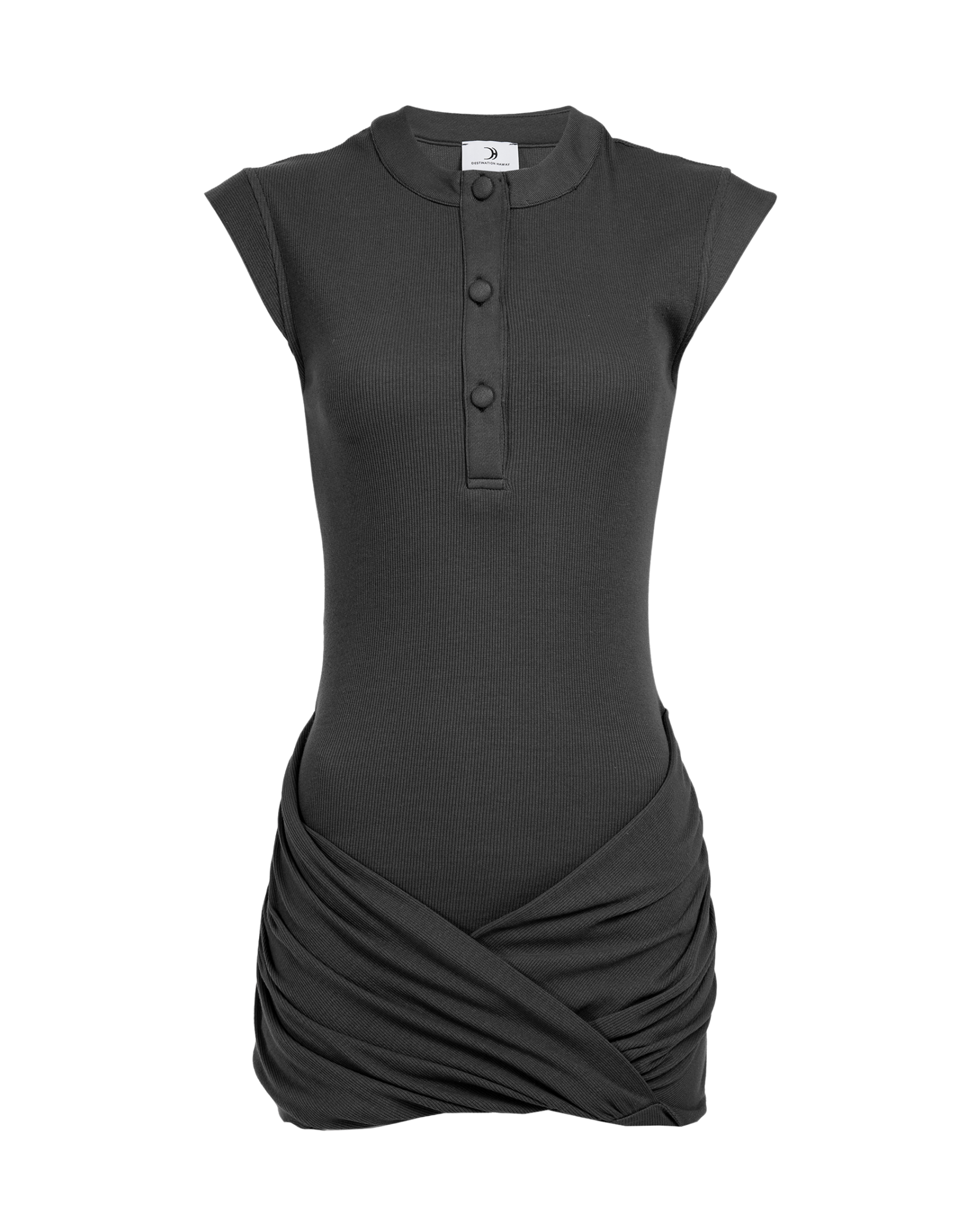 Draped Wrap Minidresses Smoky Grey