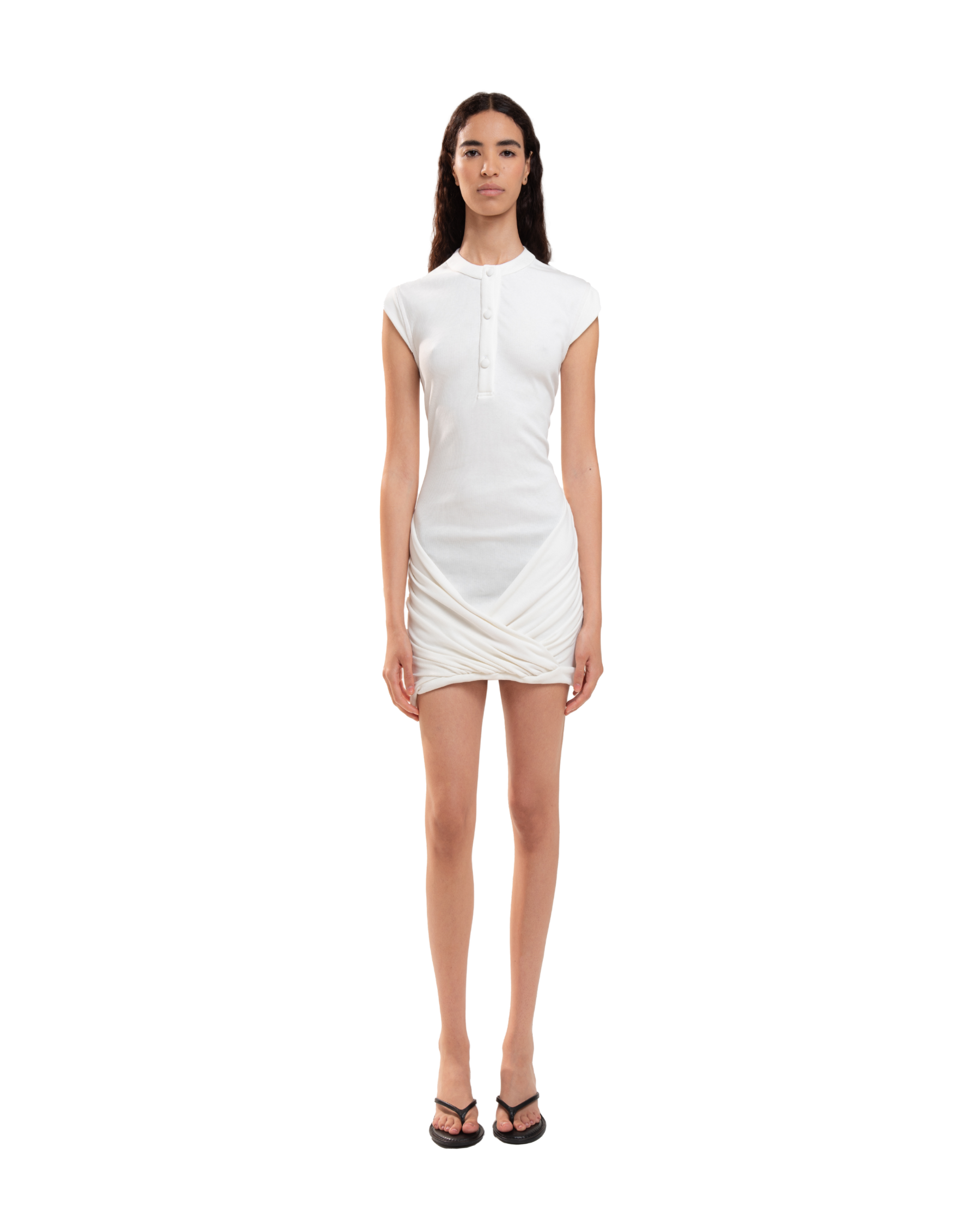 Draped Wrap Minidresses Ivory