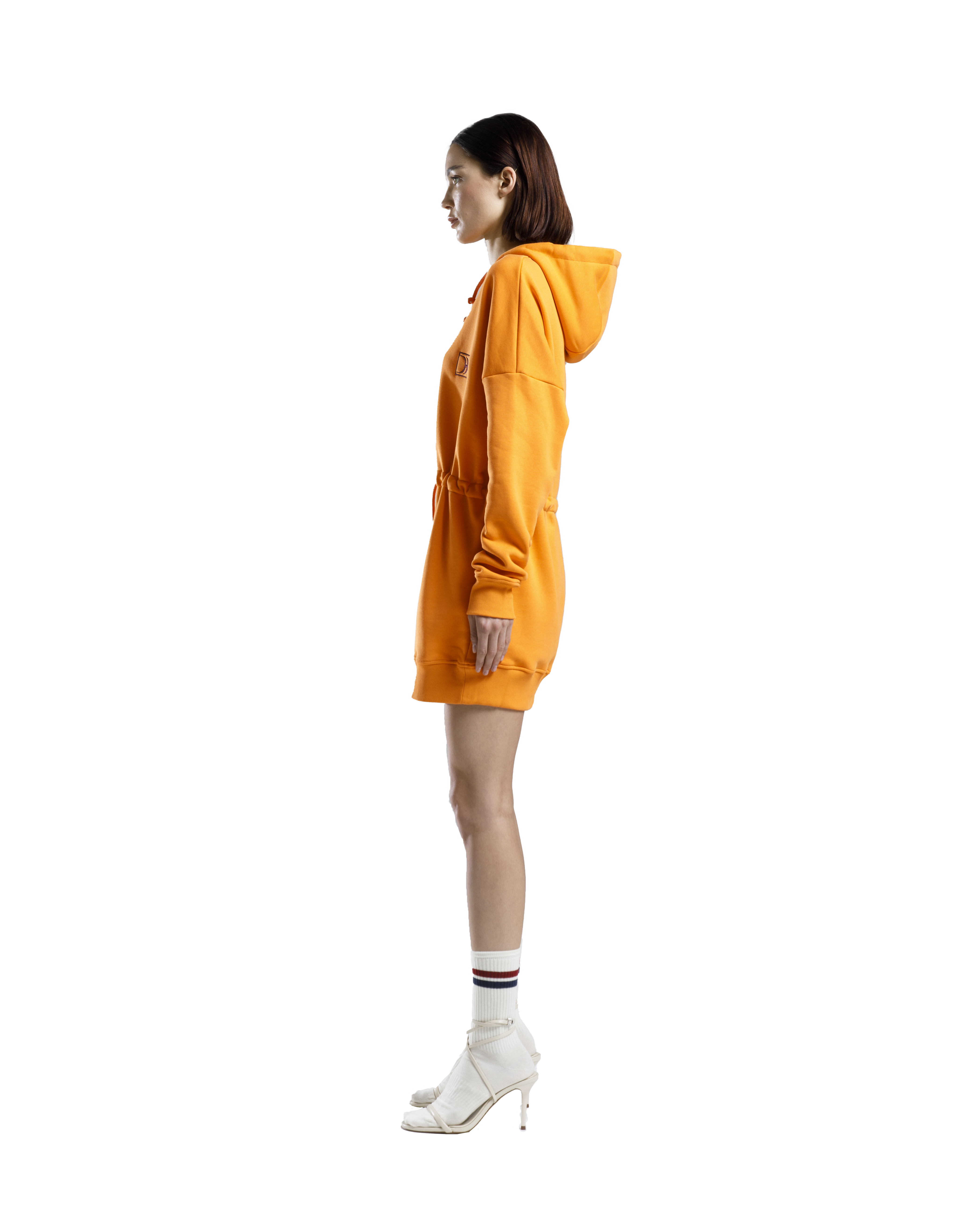 mustard yellow hoodie dress Oversized Hoodie Dress Womens Fleece Lined Long Sleeve Drawstring Plain Hooded Sweatshirts Pocket Pullover Top (Large, Yellow)